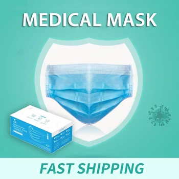

Wholesale Protective Medical Face Mask 3 Layer Disposable Surgical Protection Masks Covers Mouths Facial Mask 20/50/100pcs