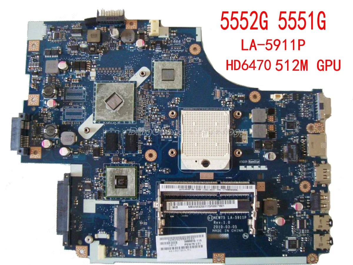 Материнская плата для ноутбука ACER Aspire 5552 г 5551 NEW75 LA-5911P MB.WVE02.001 MBWM602001 материнская DDR3