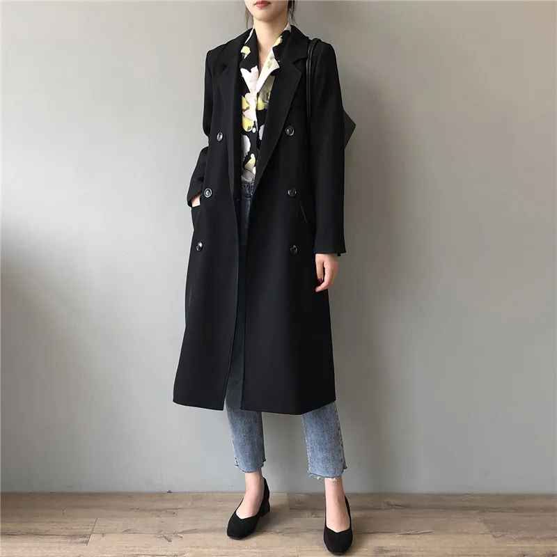 Autumn Women Woolen Coat 2020 Turn Down Collar Double Breasted Long Wool Coat Camel Women Warm Coat Casaco Feminino (15)