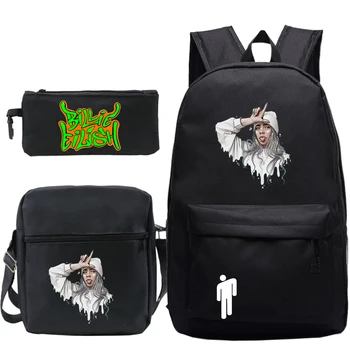 

3 PCS/set Billie Eilish Backpack Sac A Dos Hip Hop Causal Bag Knapsack School Bags for Teenage Girls Hip Hop Mochila Bookbag