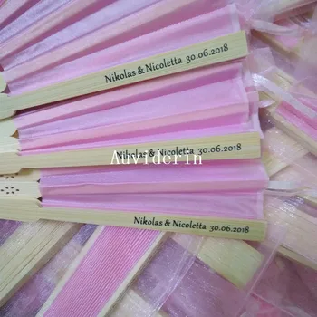 

[Auviderin] 40pcs Hand Fan in Gift Bag for Wedding Personalized White in Organza Bag Customalized Logo for Promotional Gift