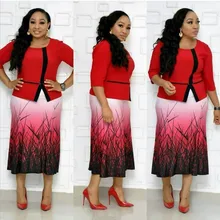 

African Women Dress Dashiki African Print Round Collar Long Dress Ladies Casual Party Dress African Clothing Plus Size 4XL