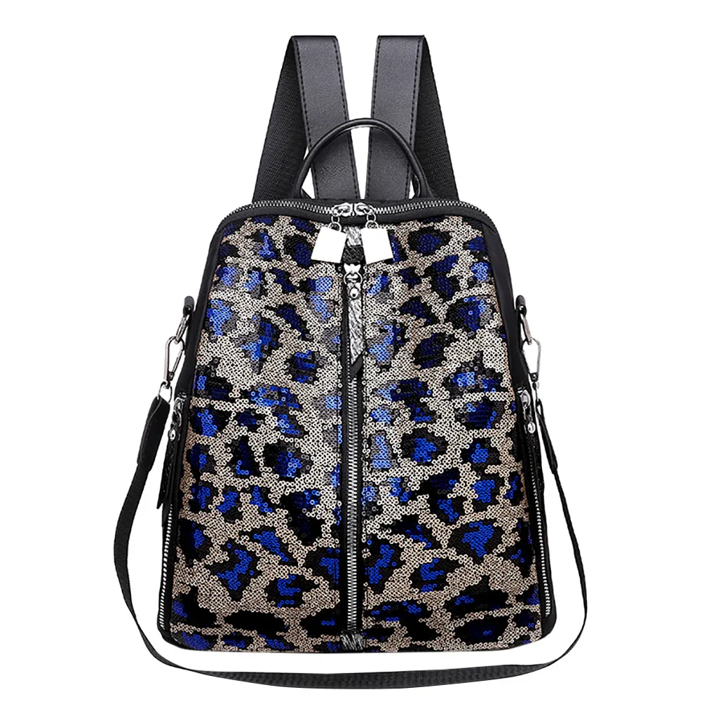 Женский модный рюкзак с блестками, водонепроницаемая сумка, противоугонная, для отдыха, ткань Оксфорд, простые универсальные маленький дорожный рюкзак - Цвет: BU