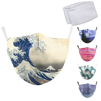 

Classic Oil Draw Printing Mouth Mask Reusable Protective PM2.5 Filter Paper Mask Anti Dust Face Mask Bacteria Proof Mask