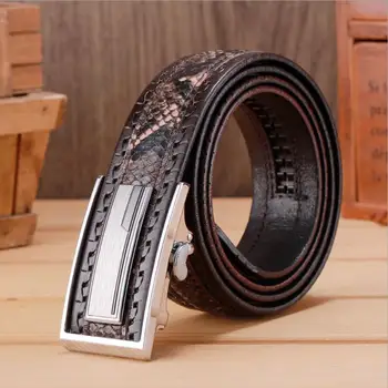 

Automatic Buckle Genuine Leather Men Snake Print Belt Leopard Serpentine Male Jeans Belts Cowboy Straps Waistband BCD027