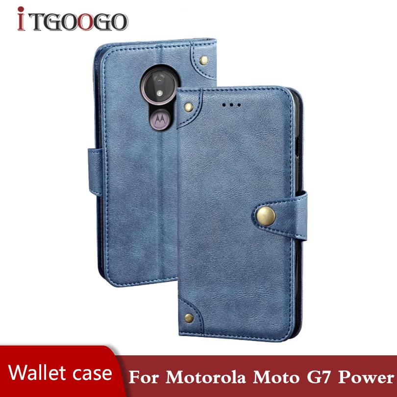 Чехол-книжка для Motorola Moto G7 power back противоударный Магнитный кожаный чехол телефона