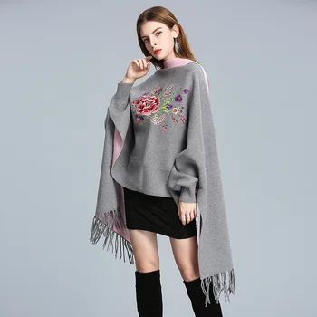 

Floral Embroidery Winter scarf High-end atmosphere Silky Satin Cotton Square Scarf Wrap Chromatic Tassel шарф зимний
