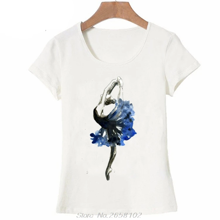 Лидер продаж, футболка Aqua Ballerina, женская летняя футболка, Женская Повседневная футболка, одежда с коротким рукавом, балетные топы для девочек