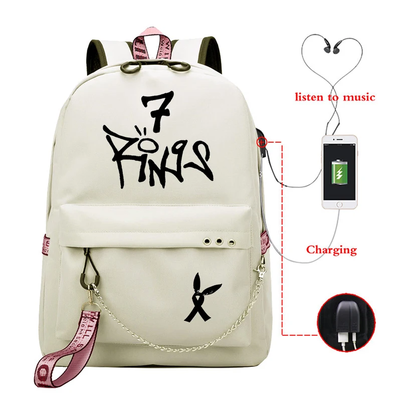 Ariana Grande Thank U, рюкзак через плечо для девочек, Usb кабель, женская школьная сумка, рюкзак для путешествий, Подростковый рюкзак, повседневный рюкзак, Mochila - Цвет: 810-ff-11-19-13