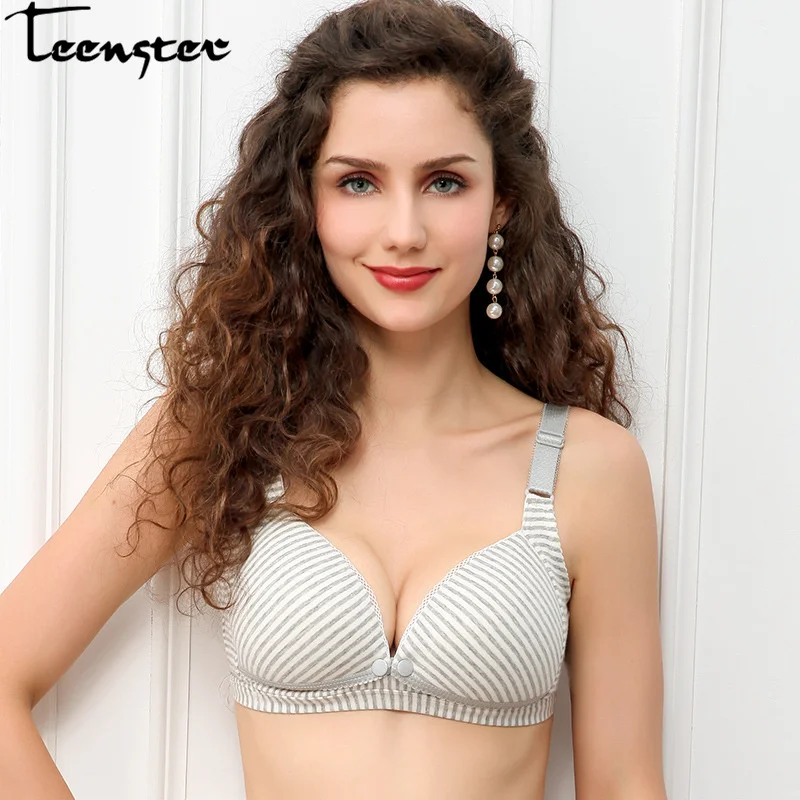 Teenster Breastfeeding Front Clasp Open Cup Bra Sexy Women Maternity Bras Underwear Sleep