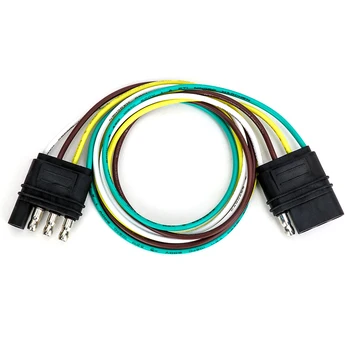 

4-pin Flat Plug with Socket Trailer Cable Adapter AWG Wiring Harness Connector Trailer Power Socket