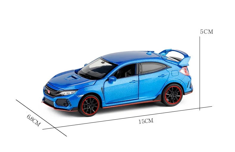 1:32 мини-авто Honda Civic type-R звук и свет оттяните назад литой модель автомобиля
