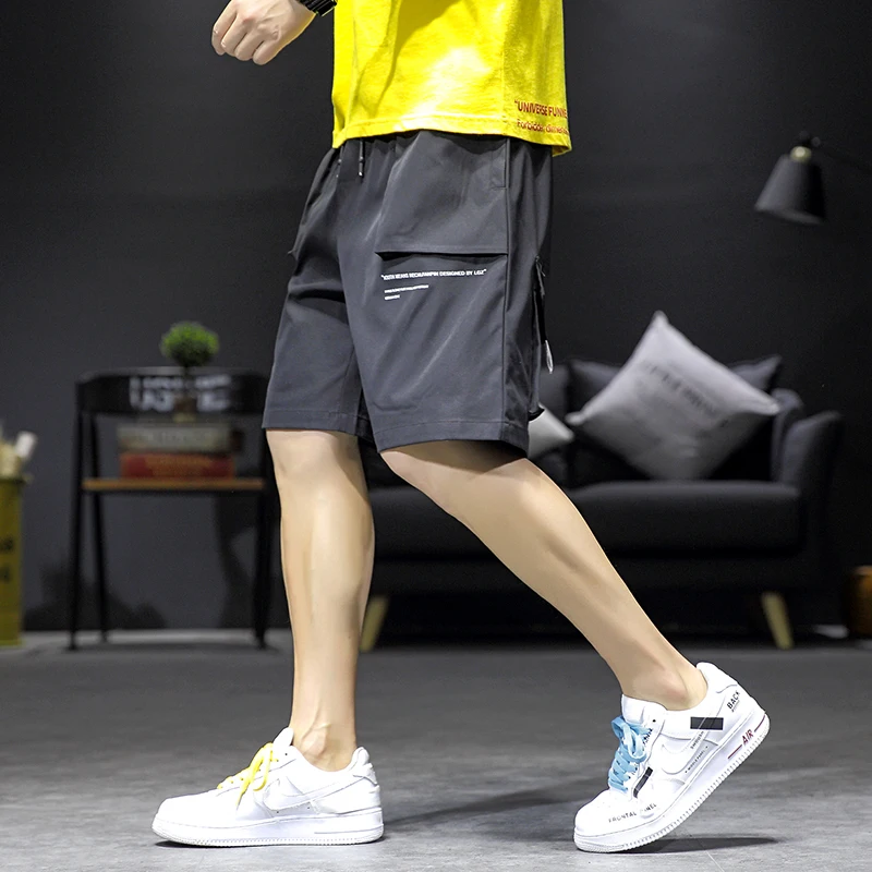 Харадзюку, мужские мешковатые шорты-карго с боковыми карманами, красивые летние шорты до колен в стиле хип-хоп, Повседневная Уличная одежда, короткие брюки, мужские шорты