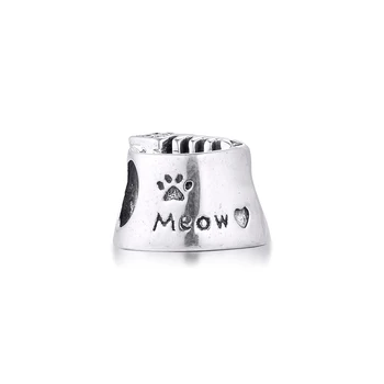 

Fits Pandora Bracelet Authentic 925 Sterling Silver Cat Bowl Charm Metal Beads for Jewelry Making Women Gift kralen berloques