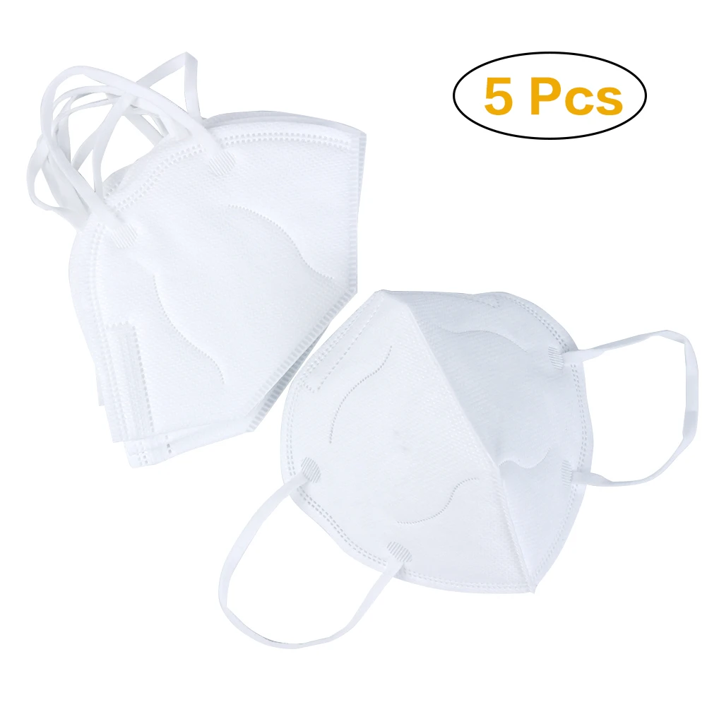 

5pcs Disposable Respirator Mask With 5 Layer Air Filter Breathable Safety Mask High Filtration Face Mask Against Virus Bacteria