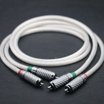 

5NOCC single crystal silver wire based rca double head audio cable double lotus head connection line male to male signal line