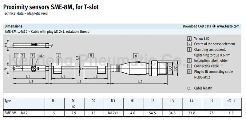 1 шт. 543862 пневматический цилиндр festo магнитный переключатель SME 8m DS 24 v K 2,5 OE 0 e ДАТЧИК три ядра датчик приближения