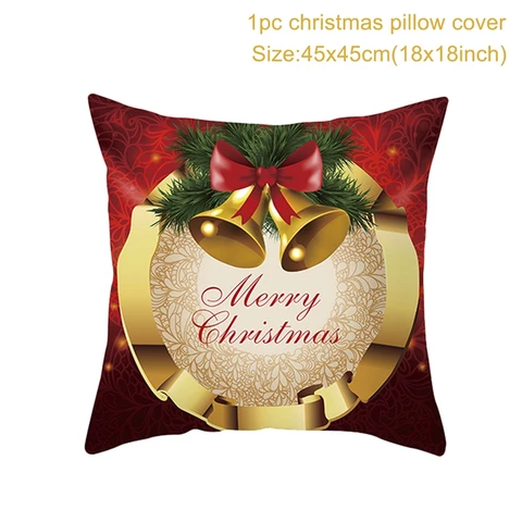 Cushion Cover Merry Christmas Decorations for Home 2021 Christmas Ornament Navidad Noel Xmas Gifts Happy New Year 2022