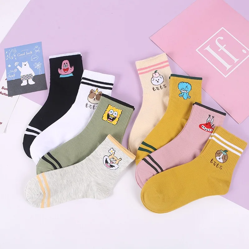 Calcetines de algodón de personaje с мультяшными принтами Harajuku mujer lindo унисекс скейтборд calcetines Hipster moda животных esta