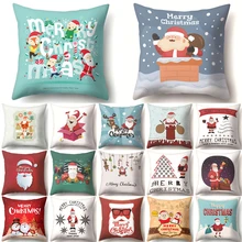 Funda de cojín de Navidad con diseño de Papá Noel, almohada decorativa para el Año Nuevo, funda de almohada de poliéster para decoración del hogar, 40543
