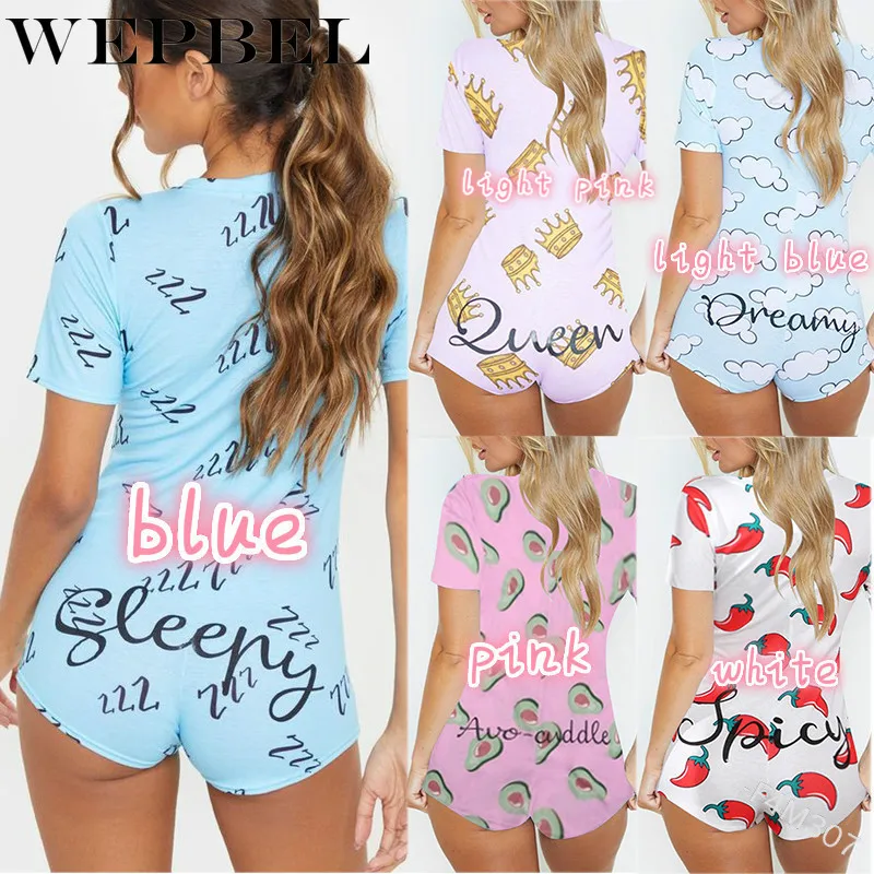 WEPBEL Women Summer Skinny Romper Short Sleeve V Neck Bodysuit Overalls Sleepwear Home Wear WEPBEL Women Summer Skinny Romper Short Sleeve V Neck Bodysuit Overalls Sleepwear Home Wear
