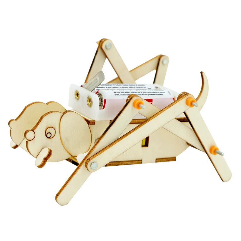 

DIY Electronic Kit Crawling Dog Cute Modeling Science Experiment Kit For Kids Educational Toys Learning Physics Toy Wood Model