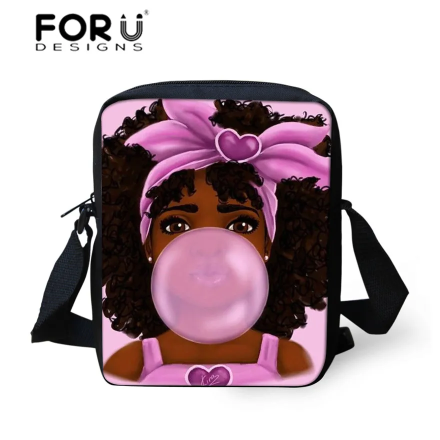 YQ4051E FORUDESIGNS/черный художественный Африканский принт для девочек, женские сумки для детей, мини-сумка через плечо, детские сумки через плечо, сумка - Цвет: YQ4051E