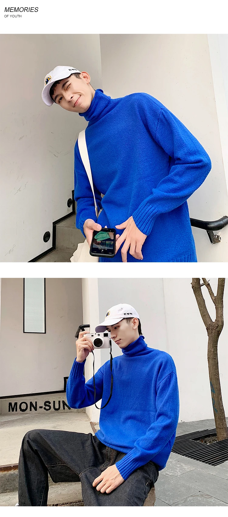 Новинка, японский зимний хлопковый простой Свободный Мужской свитер большого размера, Повседневный свитер