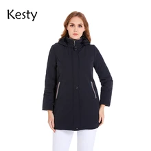 

KESTY Women's Plus Size Winter Cotton Jacket Coral Fleece Hooded Cotton Padded Cotton Jacket Warm and Wind-resistant Coat