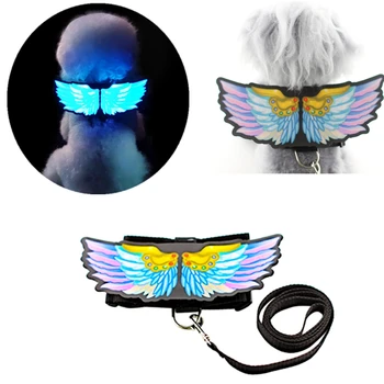 

Breathable Luminous Pet Cats Dogs Leash 5 Flashing Modes Glowing Anti-Lost Pet Wing Vest Harness Adjustable Safety Puppy Leash