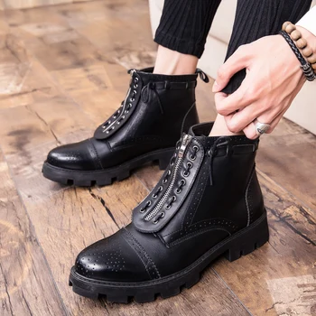 

Mens Ankle Boots outdoor Dress Boots Sneaker Luxury Genuine Leather Winter Boots lace up fashion Social Shoes Man Business Shoes