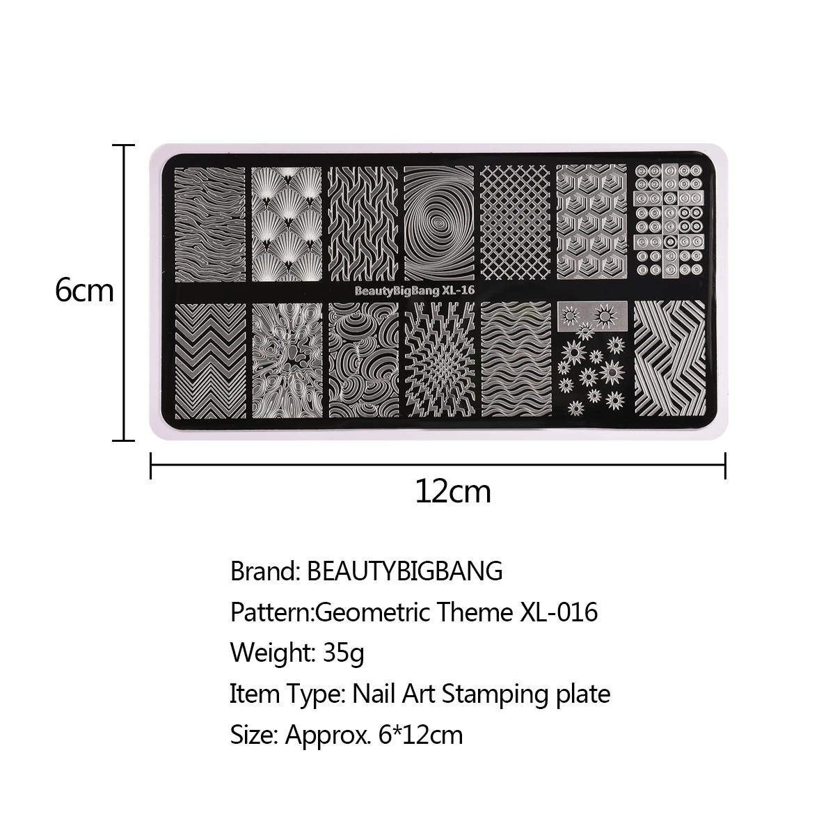 BeautyBigBang Nail Stamping Plates Sunflower Geometric Nail Template Plate Rectangle Stencil Mold F