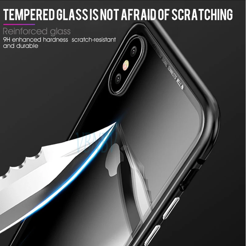 VBNBV металлический магнитный чехол для iPhone 11 Pro Max XR XS MAX X из закаленного стекла, задний Магнитный чехол для телефона, чехол для iPhone 8, 7, 6, 6S Plus