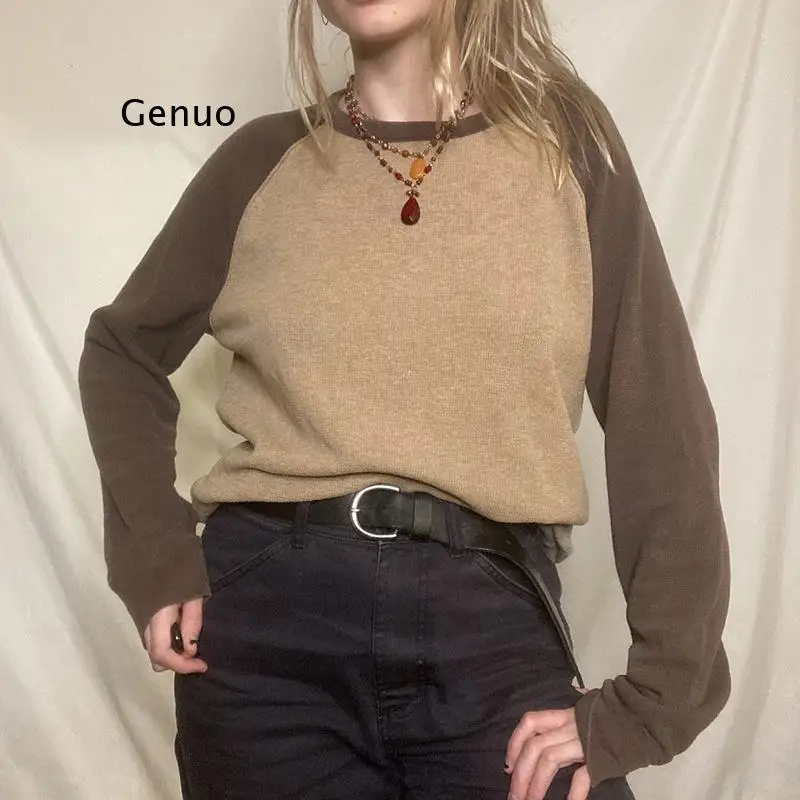 

2021 European and American Winter American Retro Simple Wild Waistcoat Hit Color Autumn and Winter T-Shirt Base Coat