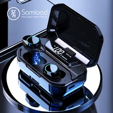 Samload Bluetooth 5,0 наушники-вкладыши Hi-Fi настоящие Беспроводные наушники с 3300 мАч зарядным блоком Powerbank для iOS Android телефона