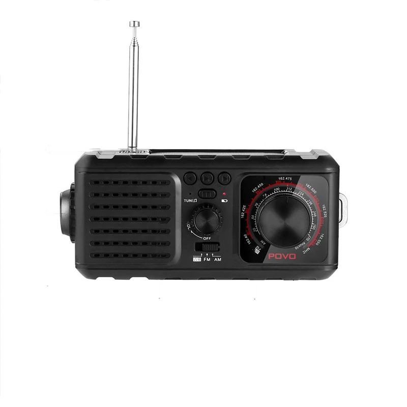 Usb зарядка Солнечная Кривошип NOAA погода радио для экстренных ситуаций с AM/FM фонарик лампа для чтения и 2000 мАч банк питания