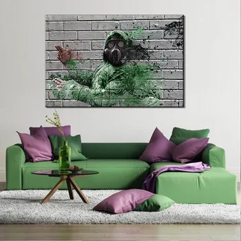 

Green Abstract Figure Canvas Painting Banksy Graffiti Wall Art Posters And Prints Wall Pictures For Living Room Decoration