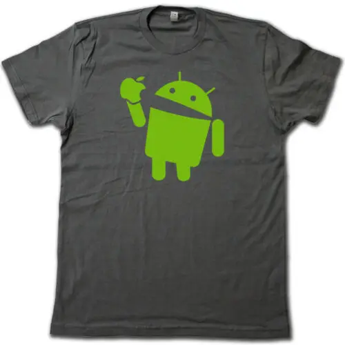 

Android eats Aplee t-shirt FUNNY nerd computer geek tee Iphone parody T-SHIRT