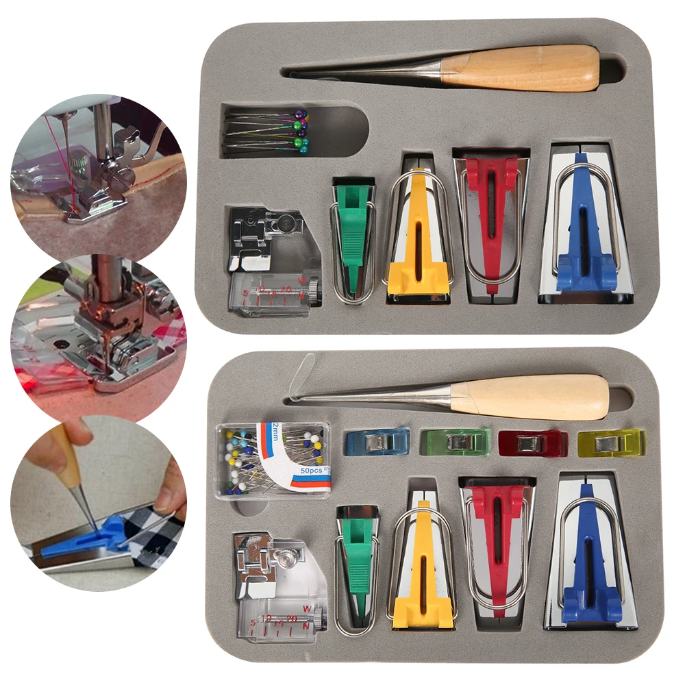 

Machine Tools Binding Sew Multifunction Sewing Bias Tape Maker Set DIY Patchwork Quilting Tool Fabric Clover Bias Tape Makers
