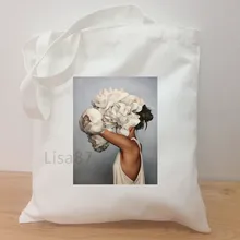 Эстетика сексуальные цветы перо Холщовая Сумка на плечо для женщин Harajuku Ulzzang Vintag Большая вместительная сумка для покупок Студенческая сумка