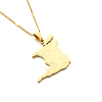 Gold Color Stainless Steel Trinidad And Tobago Map Pendant Necklace For Women Men Girls Silver Neck Chain Jewelry 1