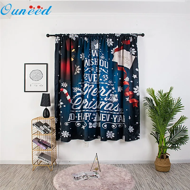 

Ouneed Window Curtains Christmas letters pattern Window Curtains festival prints Drape Panel Sheer Scarf Valances 140*130cm 2019