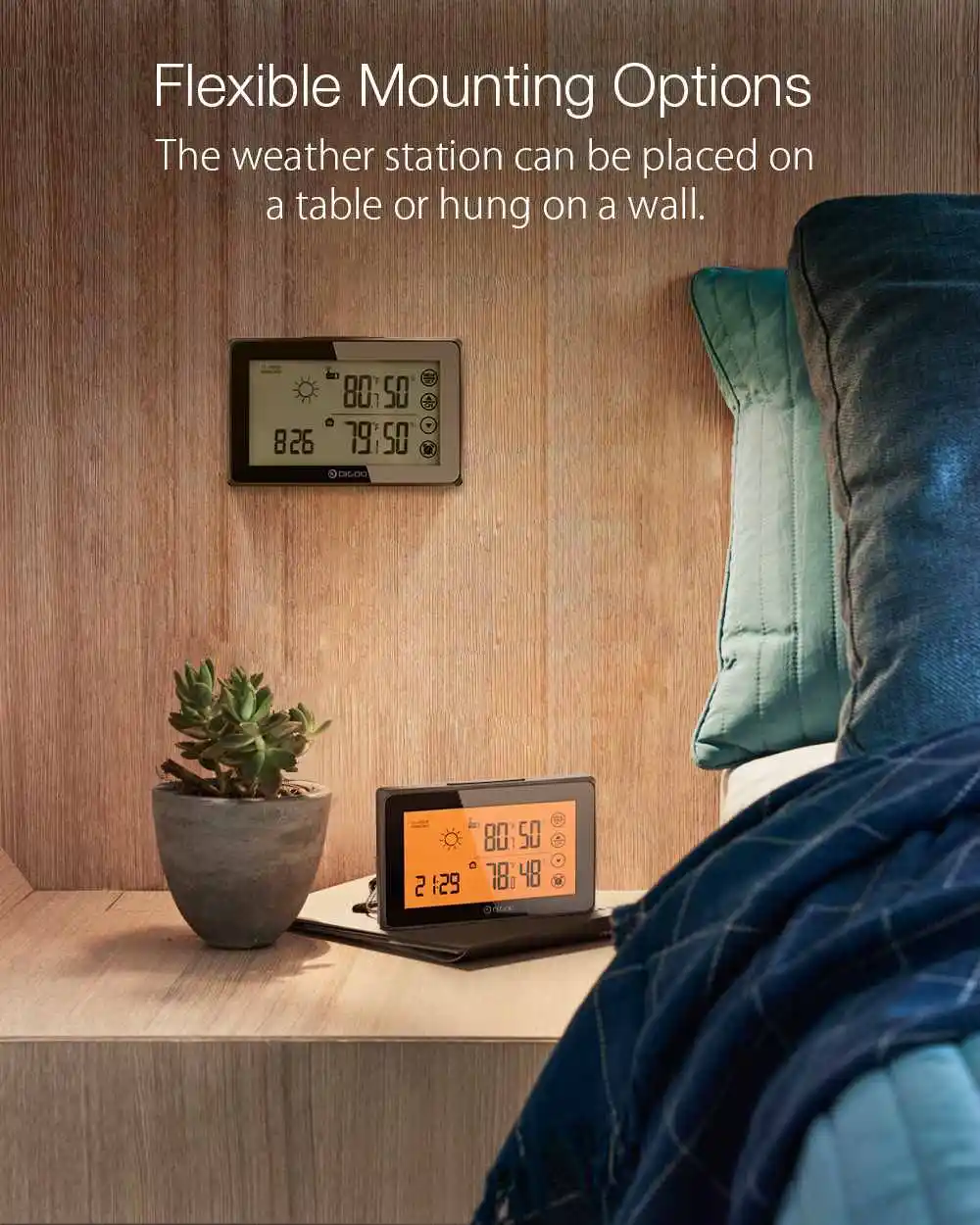 DIGOO DG-TH0340, ЖК-цифровой измеритель температуры и влажности, домашний, для помещений, для улицы, гигрометр, термометр, метеостанция с часами, Новинка