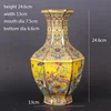 Jingdezhen Antique Enamel Hexagons Vase Yellow Flower And Bird Pattern Vase With Year Mark Qianlong of Qing Dynasty 6