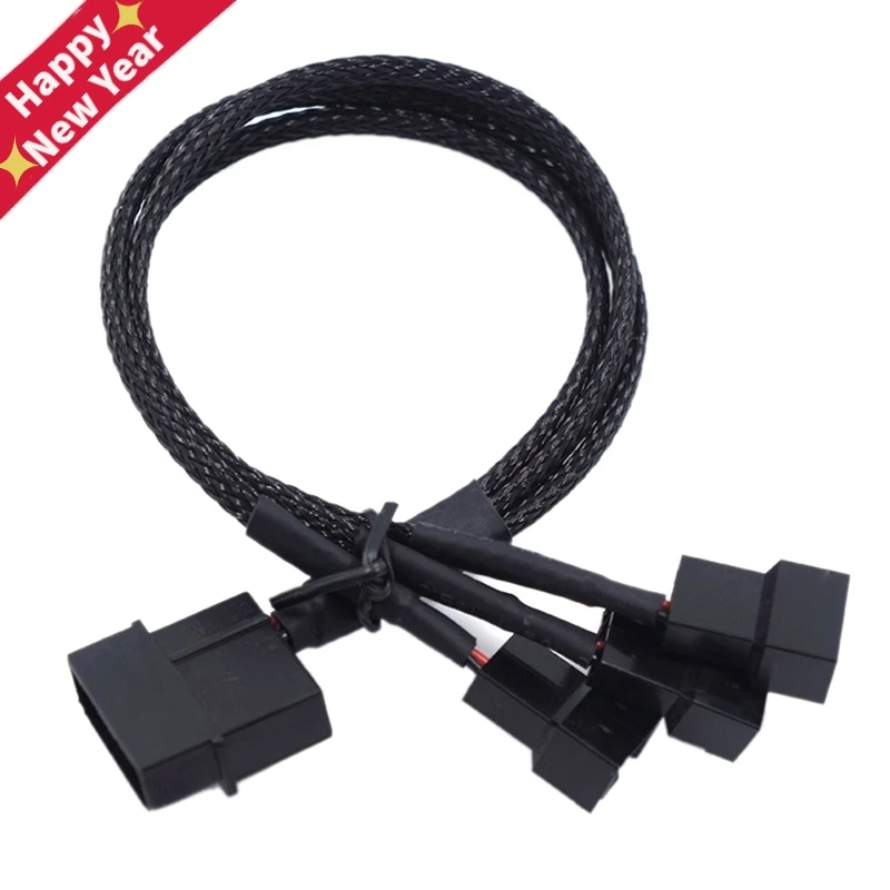 

27cm Molex To 3 Way 3Pin/4Pin Fan Adapter for Computer Case Fan / CPU Fan / Mining Cooling Fans black
