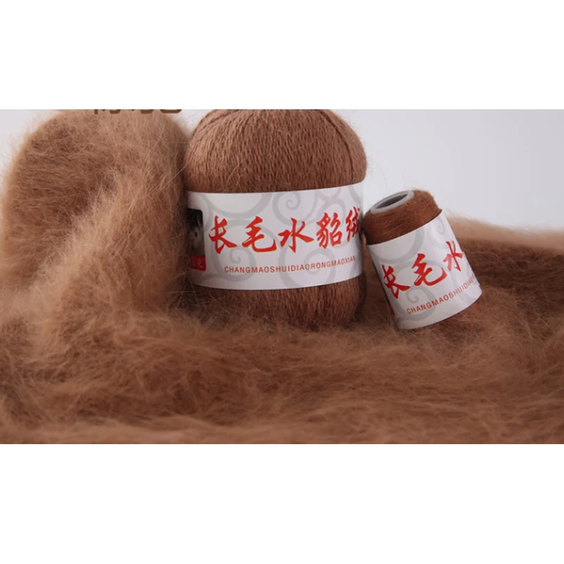 Длинная шерстяная пряжа с шерстью норки бархат Erdos кашемир ручной вязки пряжа Детский шарф удобная теплая зимняя мягкая пряжа высокое качество VS015 - Цвет: Brown camel