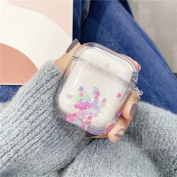 

Fashion Women Liquid Quicksand Giltter Earphone Case For Apple Airpod 1 2 Wireless Bluetooth Headphone Headset Cover With Hook