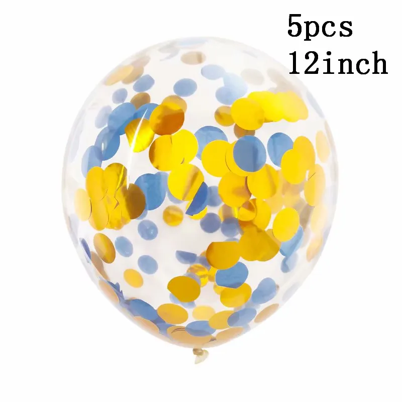 1 Набор «С Днем Рождения» баннер с надписью синие шары с золотыми конфетти детский душ День Рождения украшения для мальчиков и девочек Детские вечерние сувениры - Цвет: Цвет: желтый