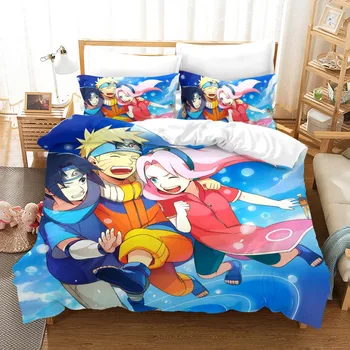 

Naruto Bedding Cartoon Anime Blue Bed Linen Set with Pillowcase 2/3 Piece Microfiber Duvet Cover for Teens Adult Luxury Bedding