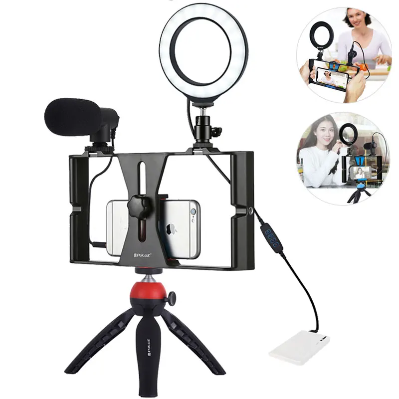Skup Statyw do telefonu komórkowego do mikrofonu Vlogging Rig Mount uchwyt do pierścienia LED stojak do telefonu akcesoria fotograficzne